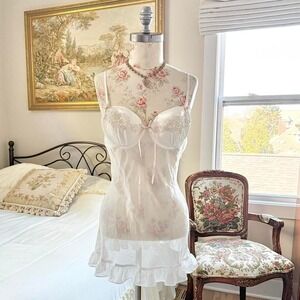 90s ivory lace trim slip dress Linea Donatella size medium